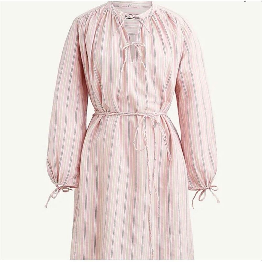 J. Crew Re-Imagined Alma Pink Striped Beach Boho Cotton Dress sz L-XL NWT